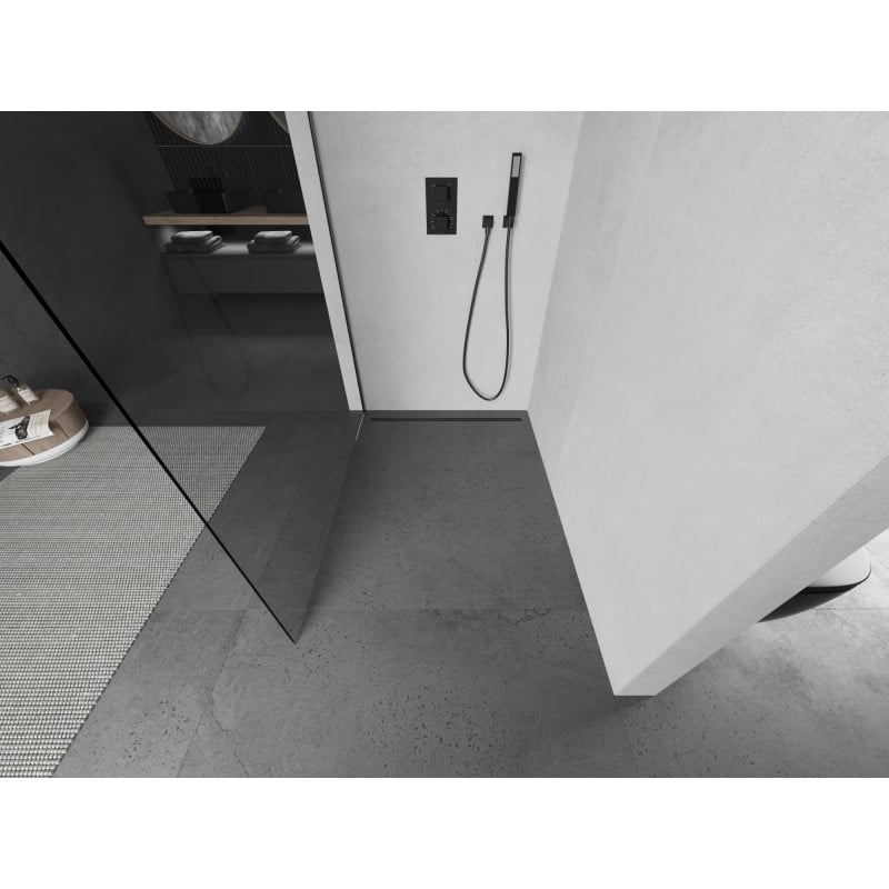 Mexen Kioto Duschwand Walk-in 100 x 200 cm, transparent 8 mm, gebürstet Gun Grau - 800-100-101-66-00