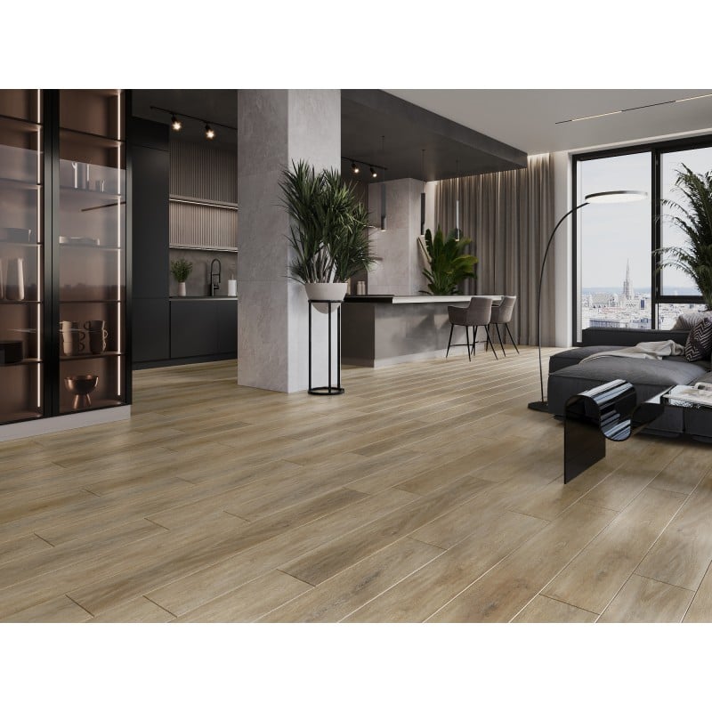 Mexen Palermo Vinylplatten 1240 x 182 mm SPC 6,5 mm, IXPE Unterlage 1,5 mm, 4 V-Fuge, Eiche - F1025-1240-182-505-4V1-01