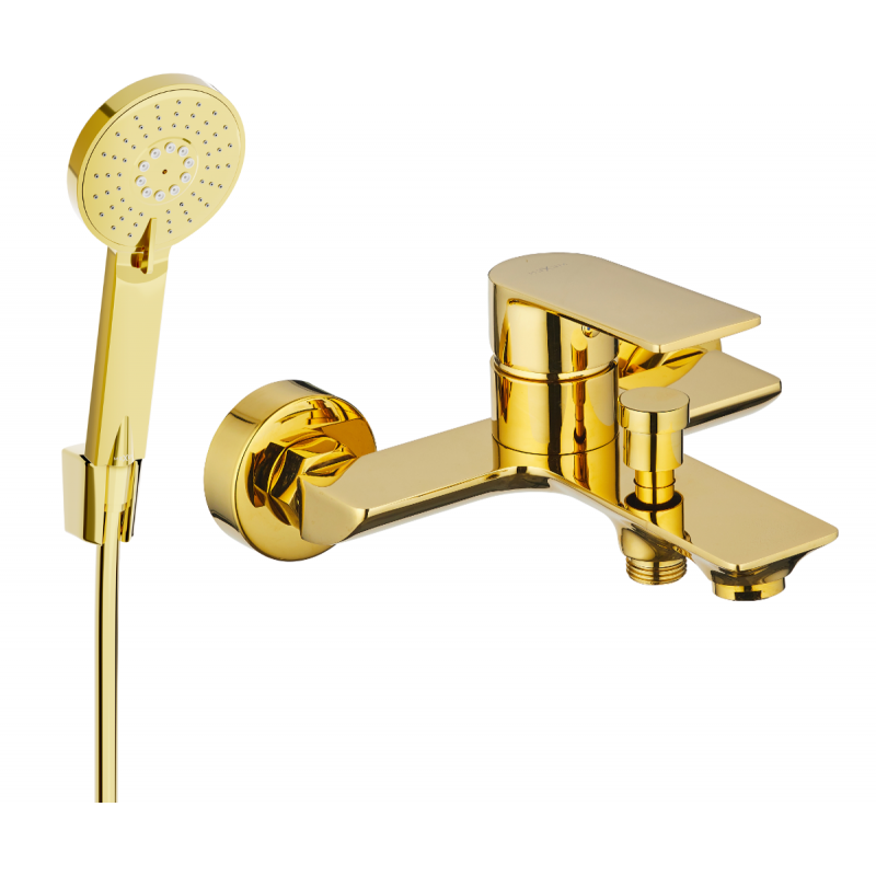 Mexen Alexa R40 Badewannenarmatur mit Duschset, Gold - 7123R40-50