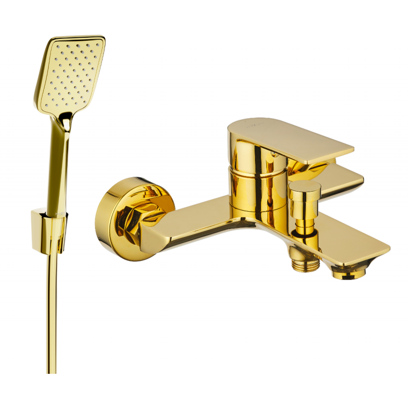 Mexen Alexa R62 Badewannenarmatur mit Duschset, Gold - 7123R62-50