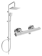 Mexen Tord Duschset zur Aufputzmontage mit Regenduschkopf und thermostatischer Duscharmatur Slim, Chrom - 77105200-00