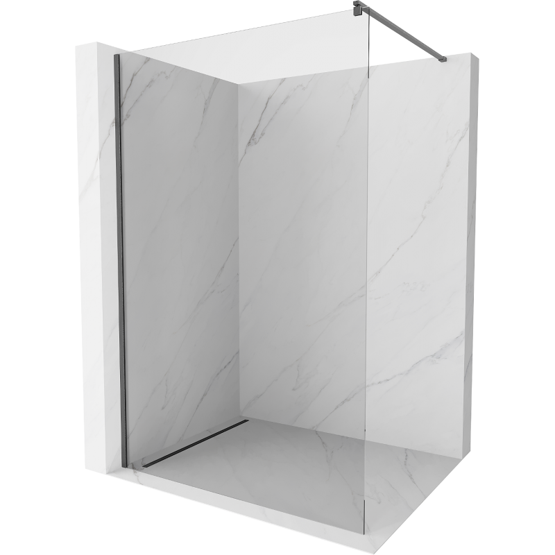 Mexen Kioto Duschwand Walk-in 135 x 200 cm, transparent 8 mm, gebürstetes Gun Gray - 800-135-101-66-00