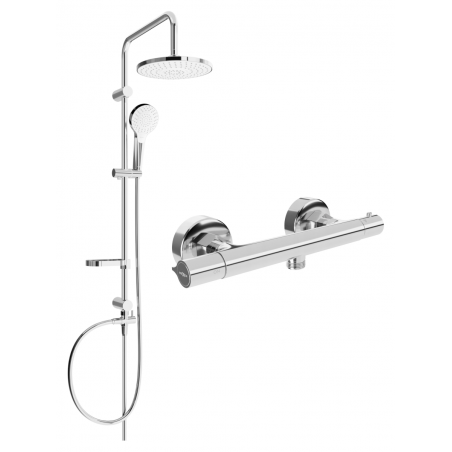 Mexen Slim Erik Aufputz-Duschset mit Regenbrause und Thermostat-Duscharmatur, Chrom - 77105205-00