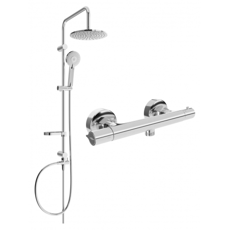 Mexen Slim Carl Überputz-Duschset mit Regendusche und thermostatischem Duschmischer, Chrom - 77105240-00