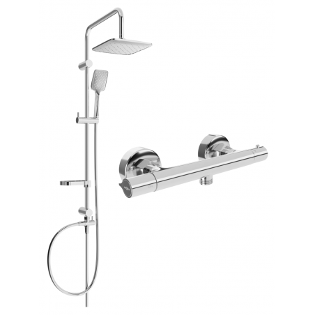Mexen Slim Sven Aufputz-Duschset mit Regenbrause und thermostatischer Duscharmatur, Chrom - 77105262-00