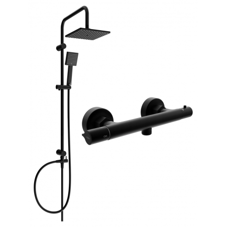 Mexen Slim Tord Duschset zur Wandmontage mit Regenbrause und Thermostat-Duscharmatur, schwarz - 77105200-70