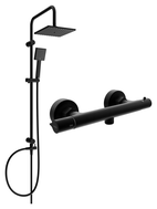 Mexen Slim Tord Duschset zur Wandmontage mit Regenbrause und Thermostat-Duscharmatur, schwarz - 77105200-70