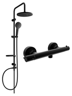 Mexen Erik Aufputz-Duschset mit Regenbrause und thermostatischer Duscharmatur Slim, schwarz - 77105205-70