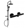 Mexen Slim Carl Duschset zur Aufputzmontage mit Regenbrause und thermostatischer Duscharmatur, schwarz - 77105240-70