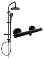Mexen Slim Carl Duschset zur Aufputzmontage mit Regenbrause und thermostatischer Duscharmatur, schwarz - 77105240-70