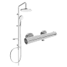 Mexen Kai Erik Aufputz-Duschset mit Regenduschkopf und Thermostat-Duscharmatur, chrom - 77100205-00