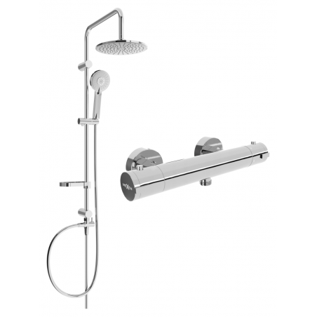 Mexen Kai Carl Duschset zur Aufputzmontage mit Regendusche und thermostatischer Duscharmatur, Chrom - 77100240-00