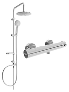 Mexen Kai Carl Duschset zur Aufputzmontage mit Regendusche und thermostatischer Duscharmatur, Chrom - 77100240-00
