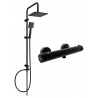 Mexen Kai Tord, Aufputz-Duschset mit Regendusche und Thermostat-Duscharmatur, schwarz - 77100200-70