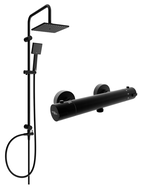Mexen Kai Tord, Aufputz-Duschset mit Regendusche und Thermostat-Duscharmatur, schwarz - 77100200-70