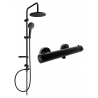 Mexen Kai Erik Aufputz-Duschset mit Regenduschkopf und thermostatischer Duscharmatur, schwarz - 77100205-70