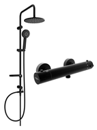 Mexen Kai Carl Aufputz-Duschset mit Regenduschkopf und thermostatischer Duscheinheit, schwarz - 77100240-70
