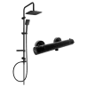 Mexen Kai Sven Aufputz-Duschset mit Regendusche und Thermostat-Duscharmatur, schwarz - 77100262-70