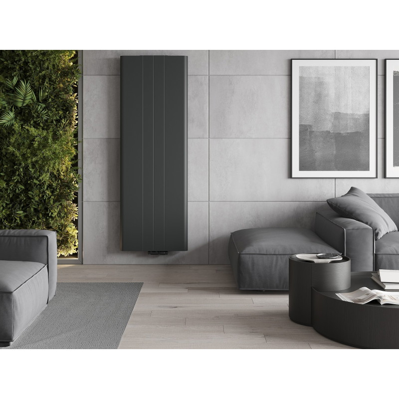 Mexen VR20SL Kompakt-Heizkörper 1800 x 300 mm, mittiger unterer Anschluss, 654 W, Anthrazit - W6-180-030-66
