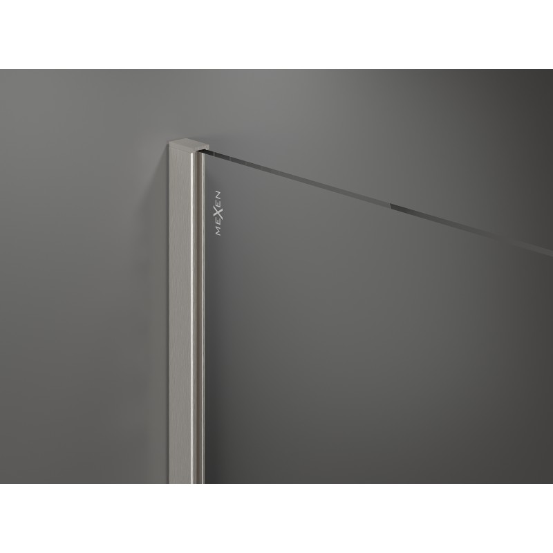 Mexen Kioto Duschwand Walk-in 75 x 200 cm, transparent 8 mm, gebürsteter Nickel - 800-075-101-97-00