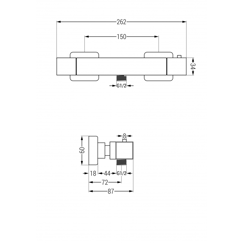 Mexen Cube Tord, Außen-Duschset mit Duschkopf und Thermostat-Duscharmatur, schwarz - 77200200-70