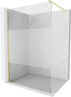 Mexen Kioto Duschwand Walk-in 80 x 200 cm, transparent/Mattglas 8 mm, gebürstetes Gold - 800-080-101-55-35