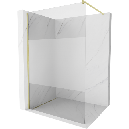 Mexen Kioto Duschwand Walk-in 140 x 200 cm, transparent/matt 8 mm, gebürstet gold - 800-140-101-55-35