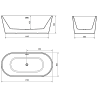 Mexen Luna freistehende Badewanne 170 x 80 cm, weiß/schwarz, weißer Überlauf - 52031708075-20