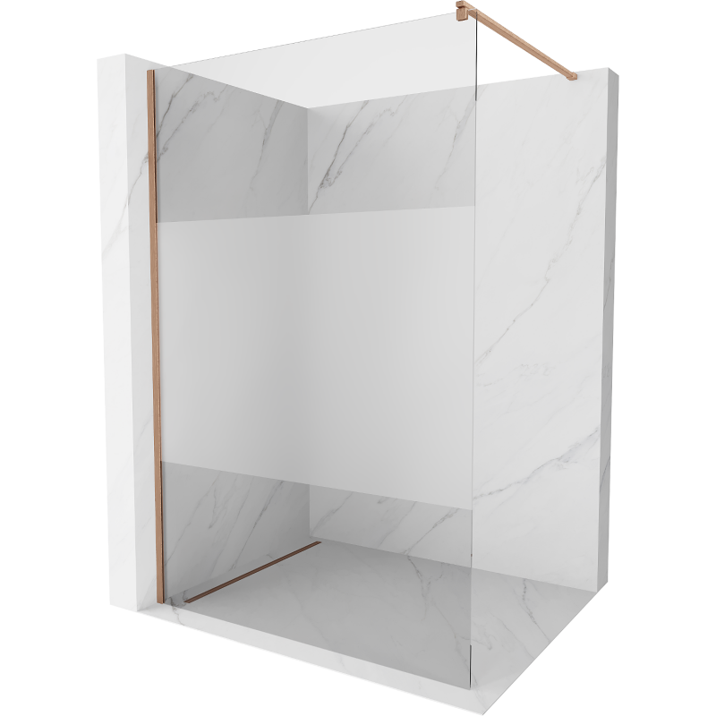 Mexen Kioto Duschwand Walk-in 100 x 200 cm, transparent/frost 8 mm, gebürstetes Kupfer - 800-100-101-65-35