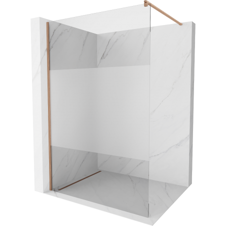 Mexen Kioto Duschwand Walk-in 100 x 200 cm, transparent/frost 8 mm, gebürstetes Kupfer - 800-100-101-65-35