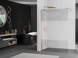 Mexen Kioto Duschwand Walk-in 100 x 200 cm, transparent/frost 8 mm, gebürstetes Kupfer - 800-100-101-65-35