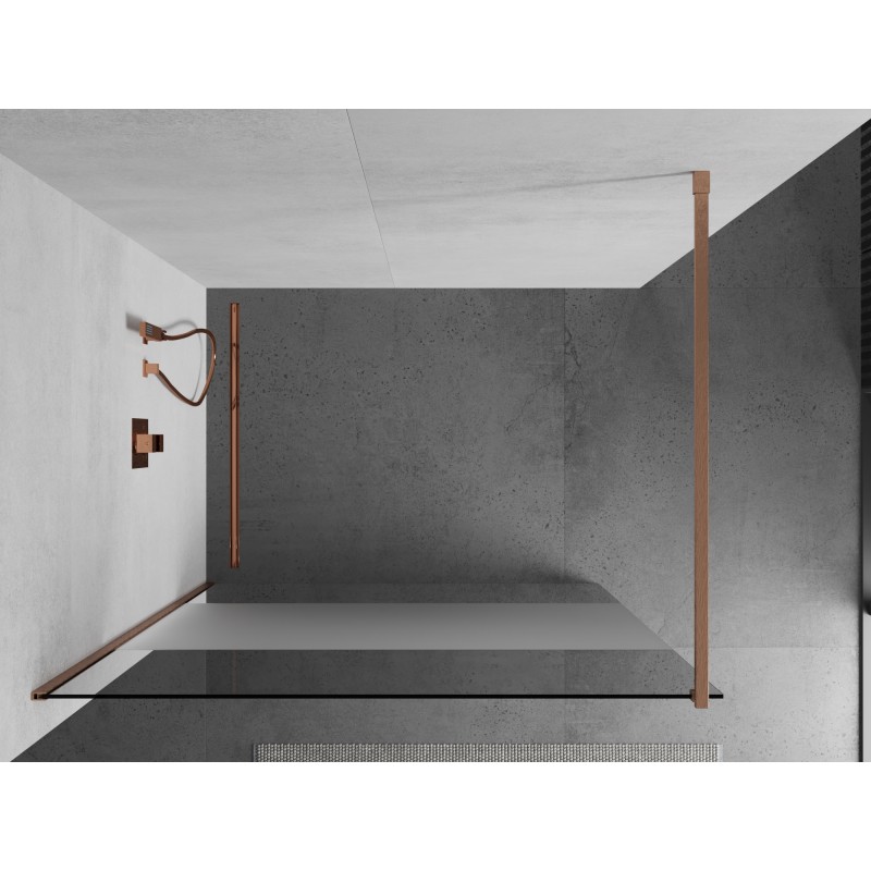 Mexen Kioto Duschwand Walk-in 110 x 200 cm, transparent/frost 8 mm, gebürstetes Kupfer - 800-110-101-65-35