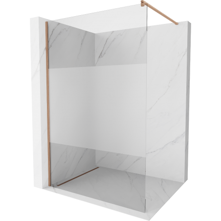 Mexen Kioto Duschwand Walk-in 140 x 200 cm, transparent/geätzt 8 mm, gebürstetes Kupfer - 800-140-101-65-35