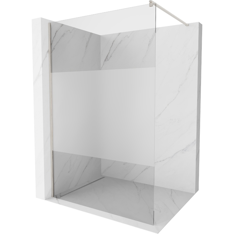 Mexen Kioto Duschtrennwand Walk-in 70 x 200 cm, transparent/matt 8 mm, gebürstetes Nickel - 800-070-101-97-35