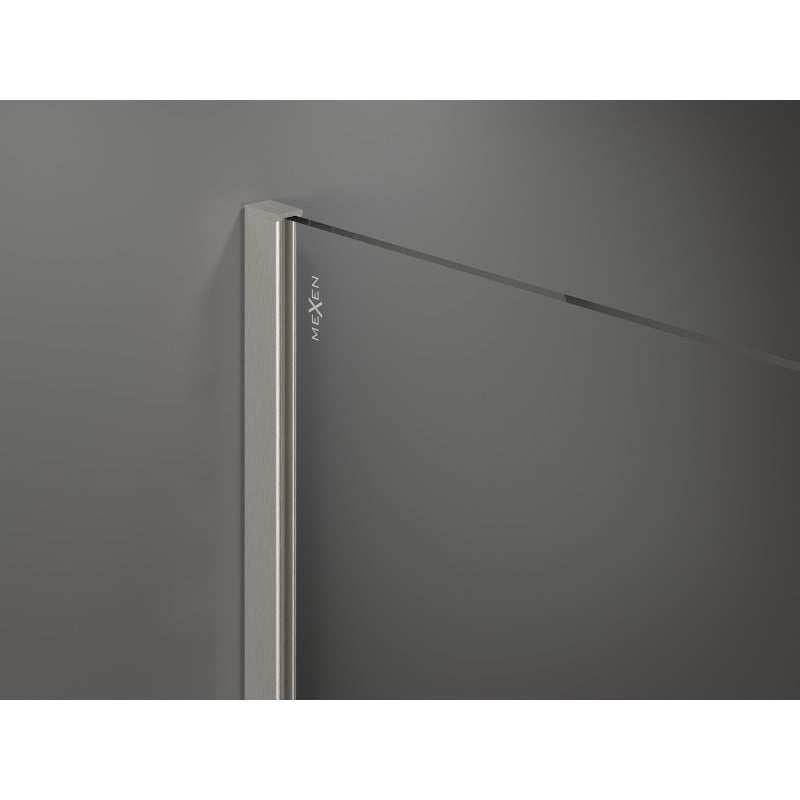 Mexen Kioto Duschwand Walk-in 110 x 200 cm, transparent/Satiniert 8 mm, gebürsteter Nickel - 800-110-101-97-35