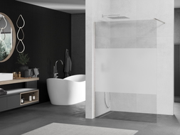Mexen Kioto Duschwand Walk-in 130 x 200 cm, transparent/Mattglas 8 mm, gebürsteter Nickel - 800-130-101-97-35