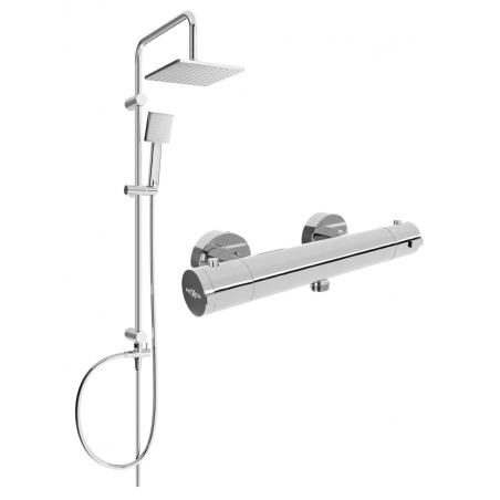 Mexen Kai Tord Aufputz-Duschset mit Regenduschkopf und thermostatischer Duscharmatur, Chrom - 77100200-00