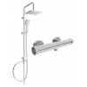 Mexen Kai Tord Aufputz-Duschset mit Regenduschkopf und thermostatischer Duscharmatur, Chrom - 77100200-00