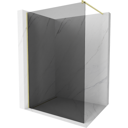 Mexen Kioto Duschwand Walk-in 130 x 200 cm, grafit 8 mm, gebürstetes Gold - 800-130-101-55-40