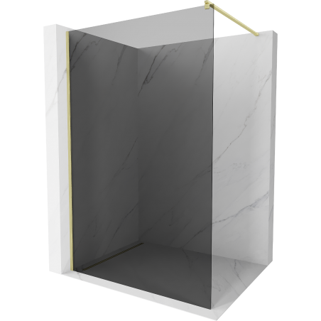 Mexen Kioto Duschwand Walk-in 140 x 200 cm, graphit 8 mm, gold gebürstet - 800-140-101-55-40