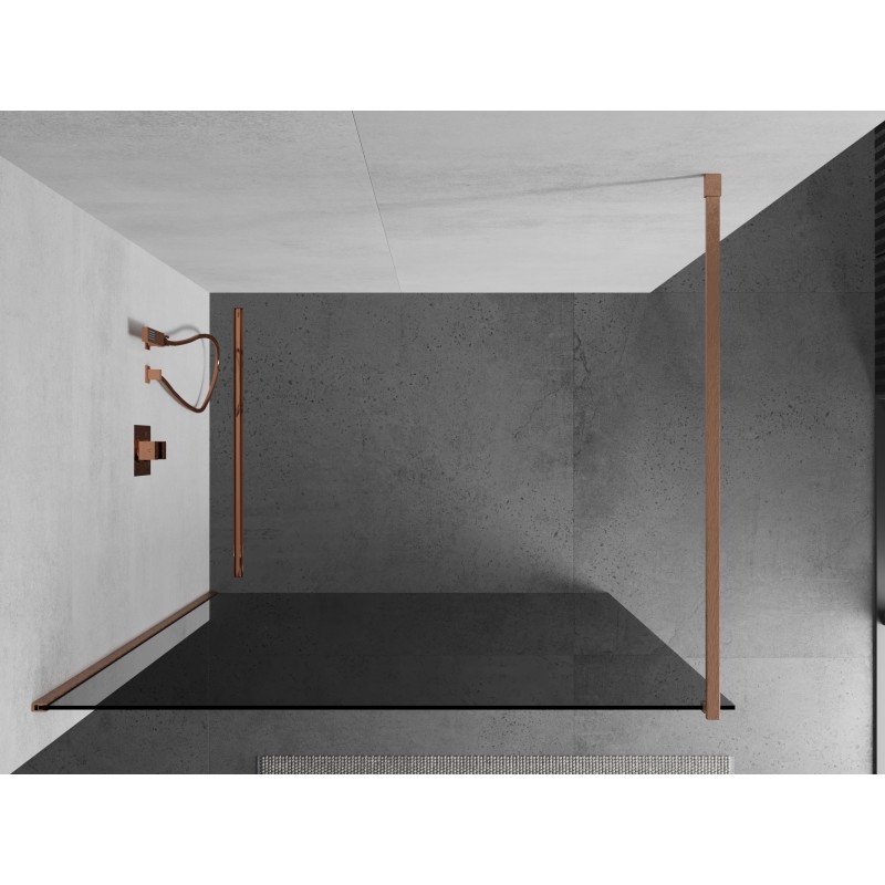 Mexen Kioto Duschabtrennung Walk-in 70 x 200 cm, Graphit 8 mm, gebürstetes Kupfer - 800-070-101-65-40