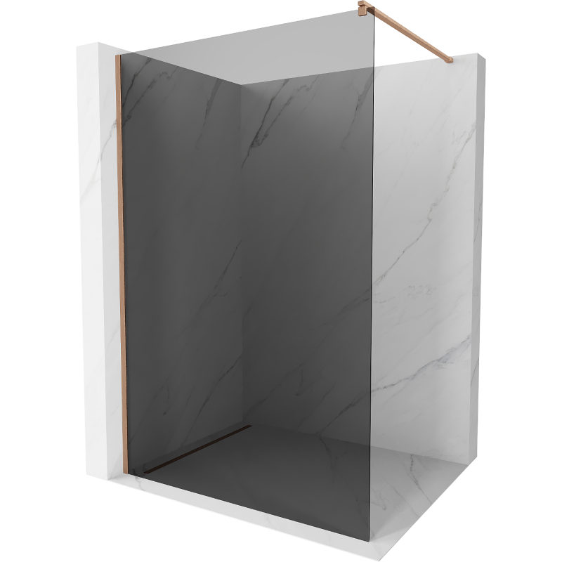 Mexen Kioto Duschwand Walk-in 90 x 200 cm, Graphit 8 mm, gebürstetes Kupfer - 800-090-101-65-40