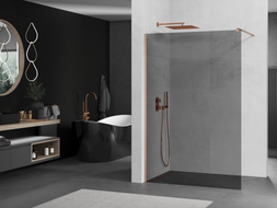 Mexen Kioto Duschwand Walk-in 110 x 200 cm, Graphit 8 mm, gebürstetes Kupfer - 800-110-101-65-40