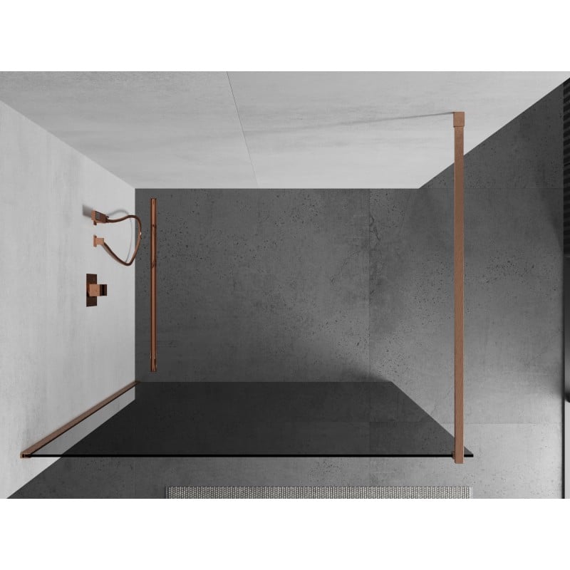 Mexen Kioto Duschwand Walk-in 120 x 200 cm, grafit 8 mm, gebürstetes Kupfer - 800-120-101-65-40