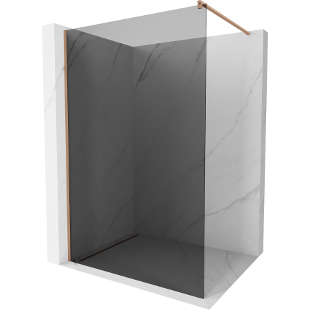 Mexen Kioto Duschwand Walk-in 130 x 200 cm, Graphit 8 mm, gebürstetes Kupfer - 800-130-101-65-40