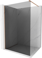 Mexen Kioto Duschwand Walk-in 130 x 200 cm, Graphit 8 mm, gebürstetes Kupfer - 800-130-101-65-40