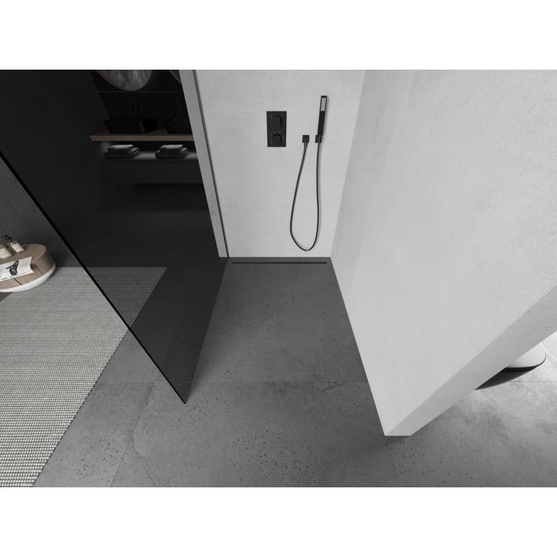 Mexen Kioto Duschwand Walk-in 70 x 200 cm, grafitgrau 8 mm, gebürstetes Gun Gray - 800-070-101-66-40