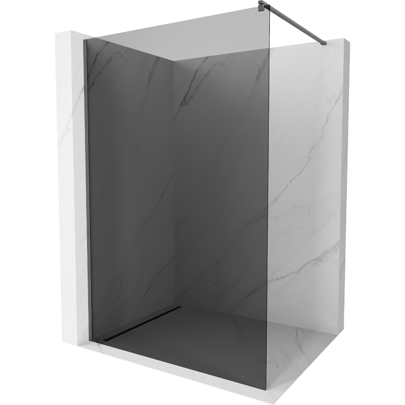 Mexen Kioto Duschwand Walk-in 80 x 200 cm, grafit 8 mm, gebürstet gun grau - 800-080-101-66-40