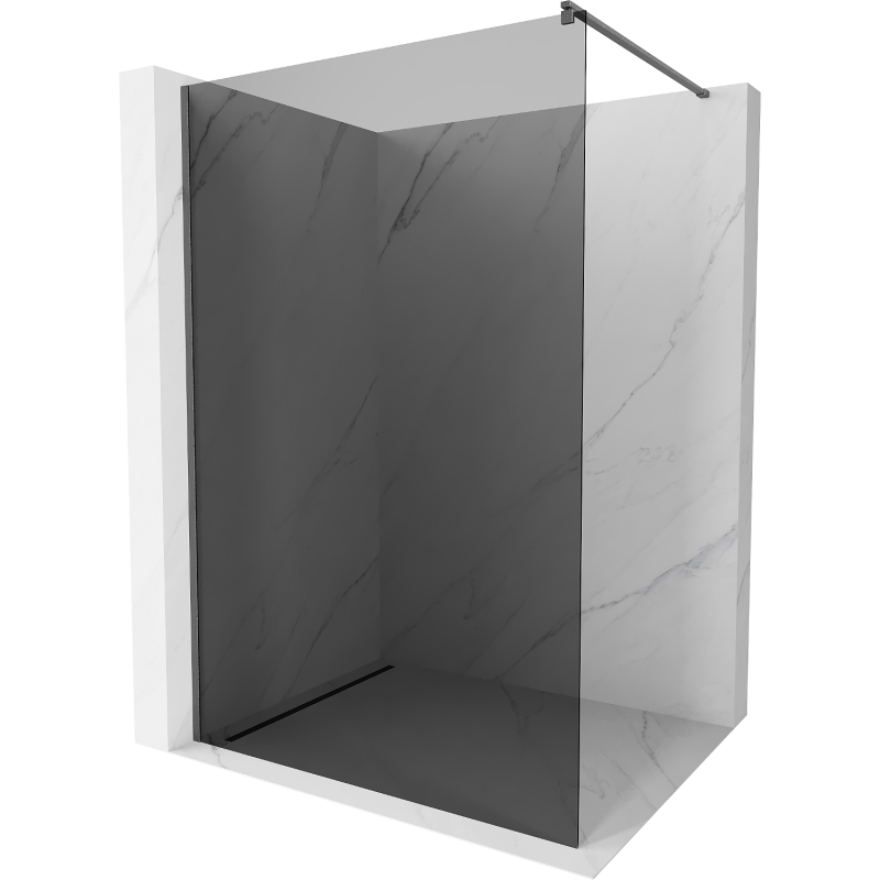 Mexen Kioto Duschwand Walk-in 140 x 200 cm, grafit 8 mm, gebürstet Pistole Grau - 800-140-101-66-40