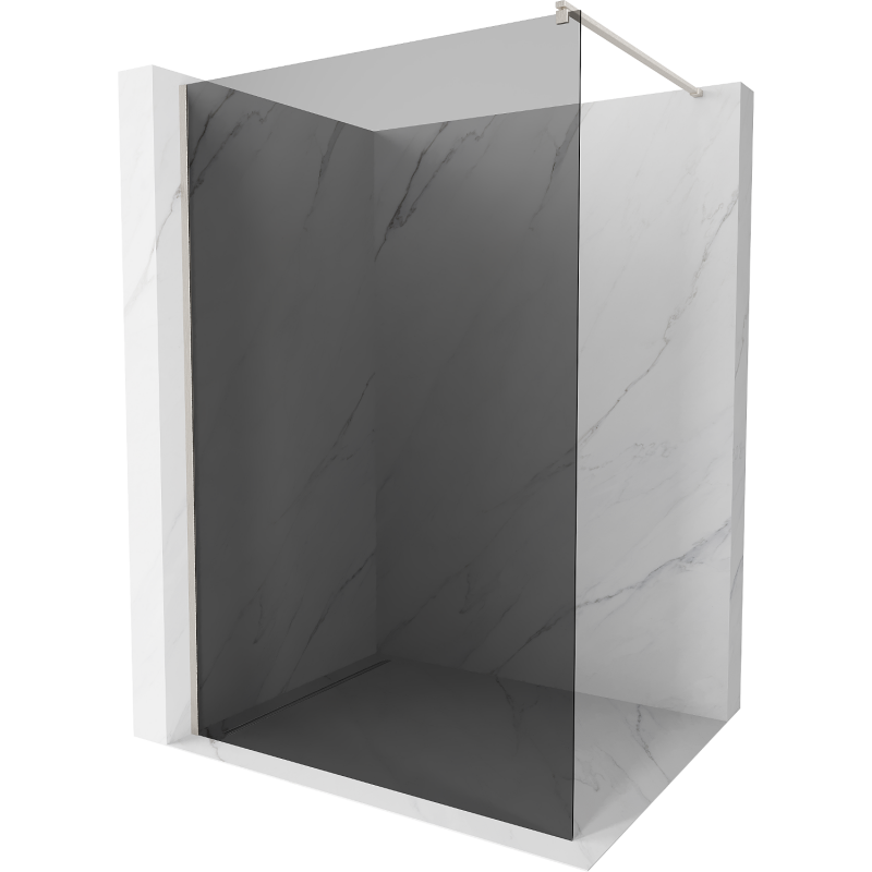 Mexen Kioto Duschwand Walk-in 80 x 200 cm, Graphit 8 mm, gebürsteter Nickel - 800-080-101-97-40